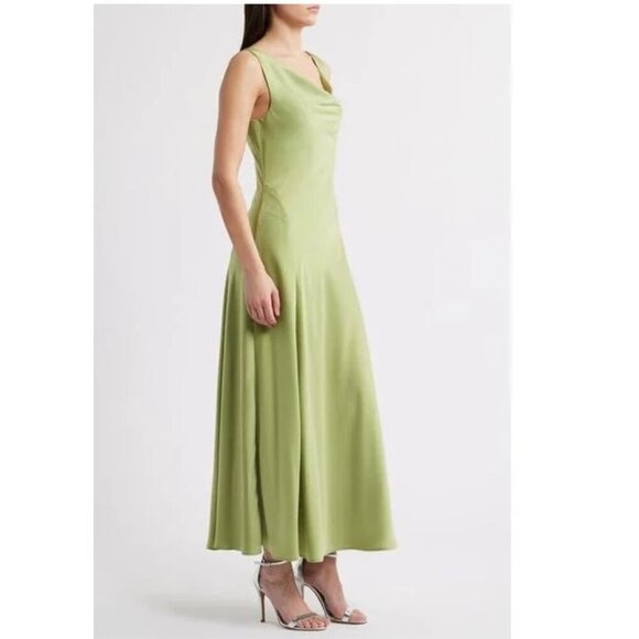 WAYF Green Tala Cowl Neck Satin Gown | Size M | NWT 💚 MSRP: $168 - Picture 1 of 14